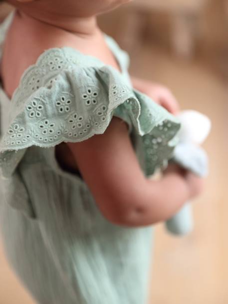 Combishort en gaze de coton bébé vert sauge 8 - vertbaudet enfant 