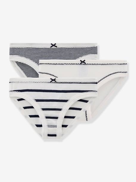 Lot de 3 culottes rayées petite fille blanc 1 - vertbaudet enfant 
