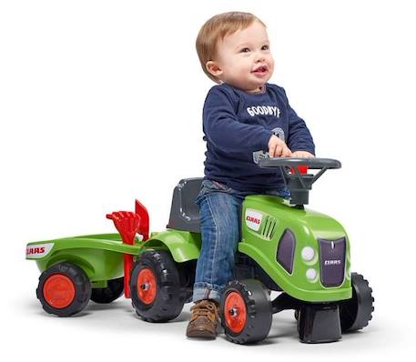 Porteur tracteur Claas avec remorque et accessoires - FALK - Dès 12 mois - 100% fabriqué en France - 40% plastique recyclé VERT 2 - vertbaudet enfant 