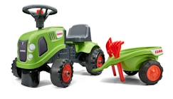 Jouet-Jeux de plein air-Porteur tracteur Claas avec remorque et accessoires - FALK - Dès 12 mois - 100% fabriqué en France - 40% plastique recyclé