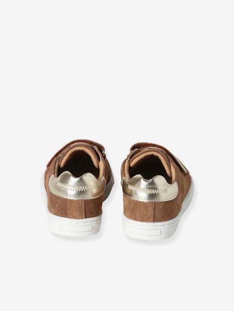 Baskets enfant fille cuir à scratchs marine+marron 12 - vertbaudet enfant 