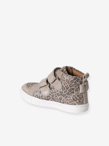 Basket bébé fille cuir à scratchs beige imprimé 2 - vertbaudet enfant 