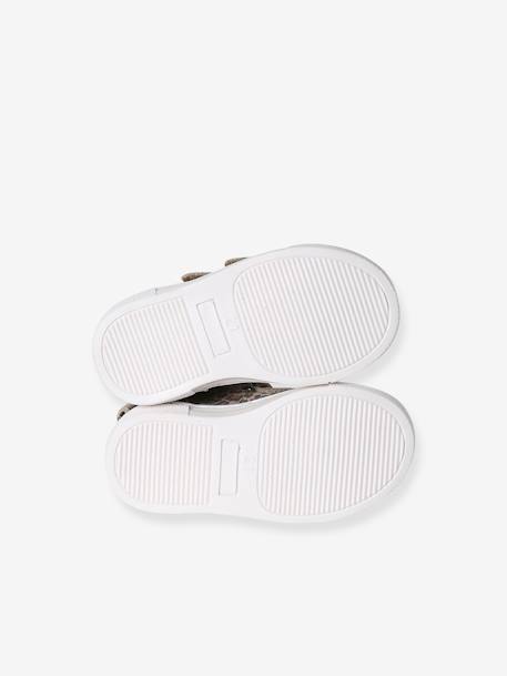 Basket bébé fille cuir à scratchs beige imprimé 4 - vertbaudet enfant 