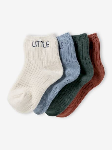 Lot de 4 paires de chaussettes 'little' bébé cappuccino+vieux rose 1 - vertbaudet enfant 