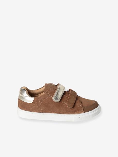 Baskets enfant fille cuir à scratchs marine+marron 8 - vertbaudet enfant 