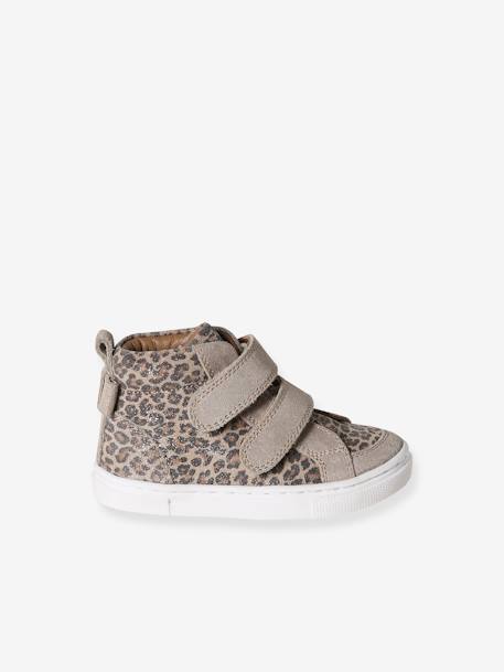 Basket bébé fille cuir à scratchs beige imprimé 6 - vertbaudet enfant 