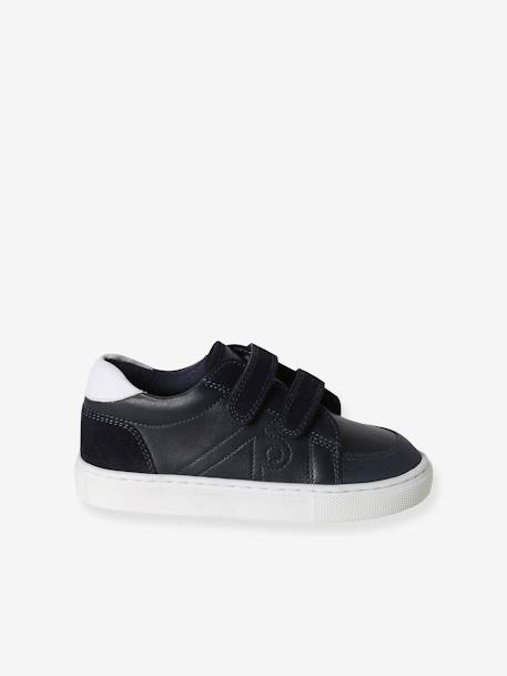 Basket enfant garçon cuir à scratchs marine 2 - vertbaudet enfant 