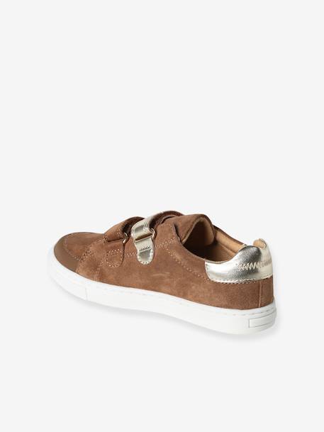 Baskets enfant fille cuir à scratchs marine+marron 9 - vertbaudet enfant 