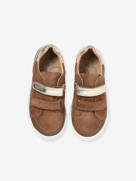 Baskets enfant fille cuir à scratchs marine+marron 10 - vertbaudet enfant 