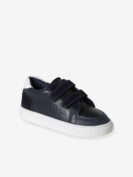 Basket enfant garçon cuir à scratchs marine 1 - vertbaudet enfant 