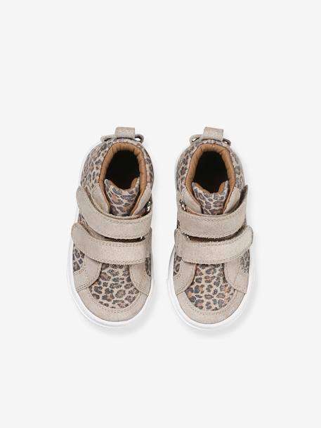 Basket bébé fille cuir à scratchs beige imprimé 5 - vertbaudet enfant 