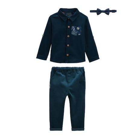 Ensemble bébé chemise et pantalon avec noeud papillon Magic BLEU 1 - vertbaudet enfant 