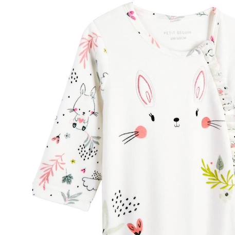 Pyjama bébé en velours ouverture zippée Happy Bunny BLANC 3 - vertbaudet enfant 