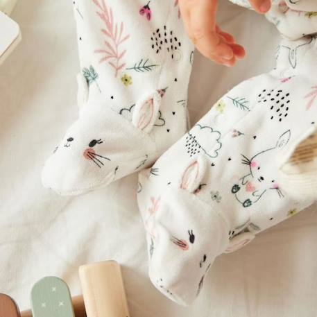 Pyjama bébé en velours Happy Bunny BLANC 4 - vertbaudet enfant 