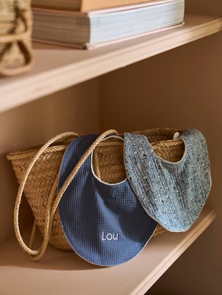Lot 2 bavoirs naissance bleu imprimé+terracotta 5 - vertbaudet enfant 