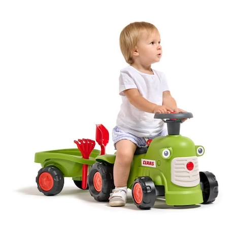 Porteur tracteur Claas - Jouet pour enfant - Avec remorque, pelle et râteau BLANC 1 - vertbaudet enfant 