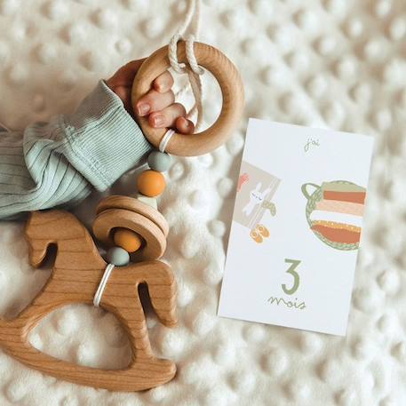 Cartes étapes - mes premiers mois - rose/vert - L'Atelier Gigogne - Capturer les moments magiques de la première année de bébé BLANC 4 - vertbaudet enfant 