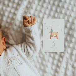 Jouet-Cartes étapes - mes premiers mois - bleu/gris - L'Atelier Gigogne - Capturer les moments magiques de la première année de bébé