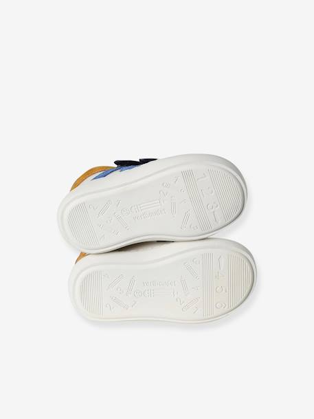 Baskets bébé garçon en cuir à scratchs bleu grisé+écru 11 - vertbaudet enfant 