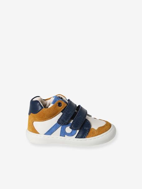 Baskets bébé garçon en cuir à scratchs bleu grisé+écru 8 - vertbaudet enfant 