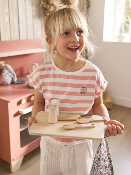 Cuisine en bois FSC® équipée avec rideau framboise+multicolore 3 - vertbaudet enfant 