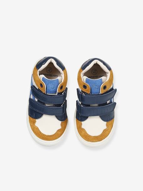 Baskets bébé garçon en cuir à scratchs bleu grisé+écru 10 - vertbaudet enfant 