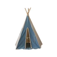 Jouet-Jeux d'imitation-Tentes et tipis-Tente tipi enfant Moi Mili Jeans - Bleu - TU avec fenêtre et pompons