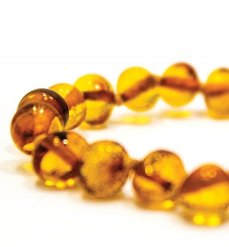 Bracelet d’ambre bébé perles rondes miel avec fermoir sécurité JAUNE 4 - vertbaudet enfant 