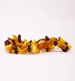 Puériculture-Collier d’ambre bébé galets multicolores avec fermoir sécurité