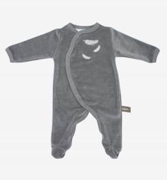 Bébé-Pyjama, surpyjama-Pyjama bébé en Coton Bio à motifs plumes blanches