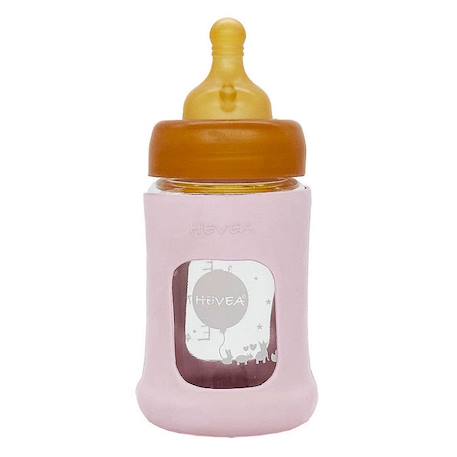 Biberon en verre avec housse de protection rose 150 ml 0+ mois - Pack unitaire - HEVEA ROSE 3 - vertbaudet enfant 