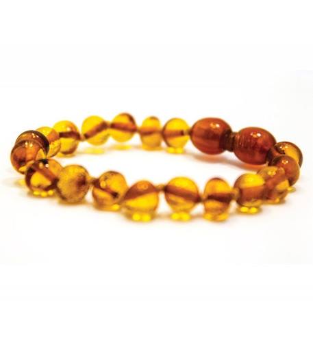 Bracelet d’ambre bébé perles rondes miel avec fermoir sécurité JAUNE 2 - vertbaudet enfant 