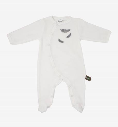 Pyjama bébé en Coton Bio à motifs plumes colorées BEIGE+BLEU+GRIS+ROSE 11 - vertbaudet enfant 