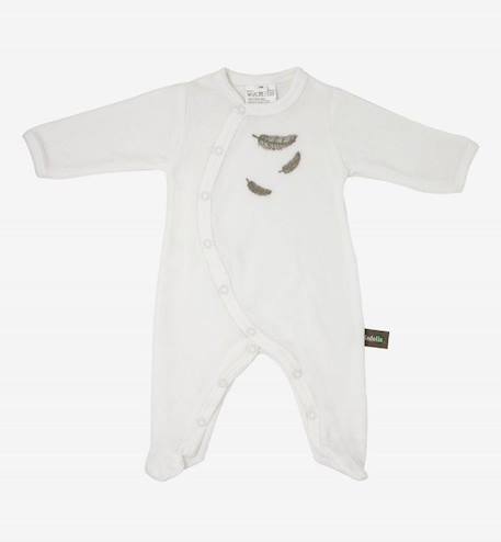 Pyjama bébé en Coton Bio à motifs plumes colorées BEIGE+BLEU+GRIS+ROSE 1 - vertbaudet enfant 