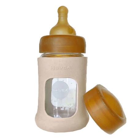 Biberon en verre avec housse de protection beige 150 ml 0+ mois - Pack unitaire - HEVEA BEIGE 1 - vertbaudet enfant 
