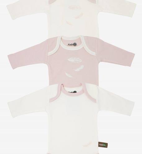 Body manches longues en Coton Bio à motifs plumes (lot de 3) BLEU+ROSE 6 - vertbaudet enfant 