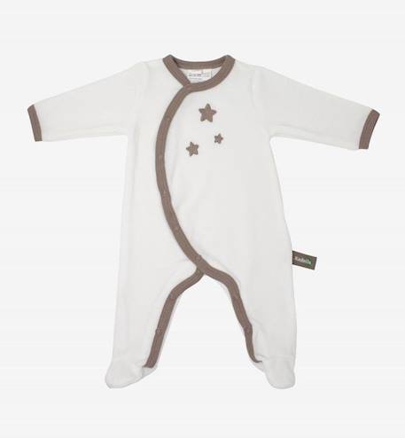 Pyjama bébé Coton Bio blanc motifs étoiles BEIGE+BLEU+GRIS+ROSE 1 - vertbaudet enfant 