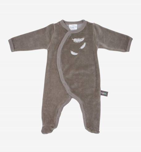 Pyjama bébé en Coton Bio à motifs plumes blanches BEIGE+BLEU+GRIS+ROSE 1 - vertbaudet enfant 
