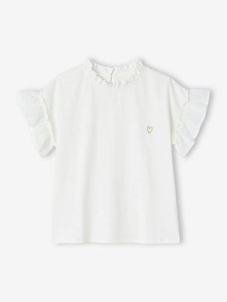 Fille-T-shirt, sous-pull-T-shirt-Blouse bi-matère fille