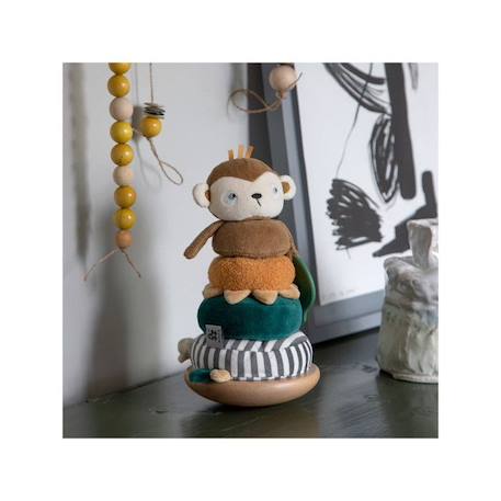 Jouet d'activité empilable et inclinable en bois - SEBRA - Maci le singe - Multicolore - Bébé - 24 mois et plus MARRON 4 - vertbaudet enfant 