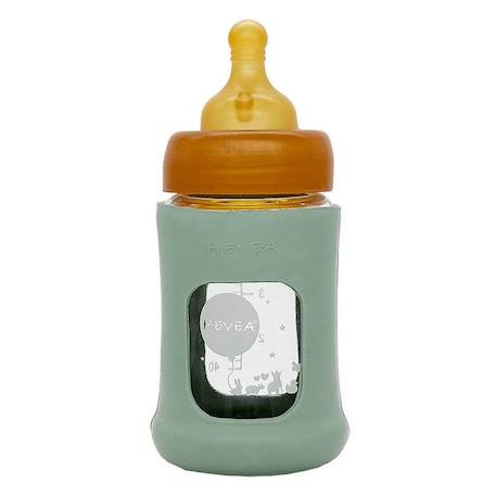 Biberon en verre avec housse de protection vert 150 ml 0+ mois - Pack unitaire - HEVEA VERT 1 - vertbaudet enfant 