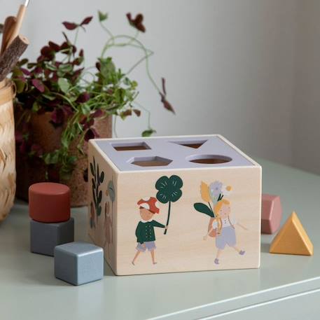 Cube à formes en bois - Puzzle Pixie Land - Sebra BEIGE 2 - vertbaudet enfant 
