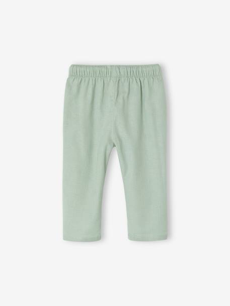 Pantalon léger en lin et coton bébé gris perle+vert sauge 5 - vertbaudet enfant 