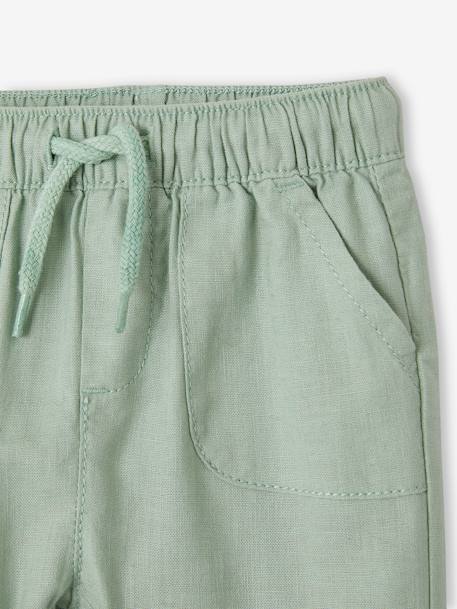 Pantalon léger en lin et coton bébé gris perle+vert sauge 6 - vertbaudet enfant 