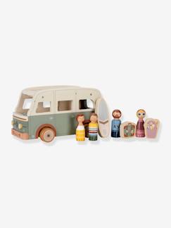 Jouet-Jeux d'imagination-Figurines, mini mondes, héros et animaux-Camping-car Vintage en bois - LITTLE DUTCH