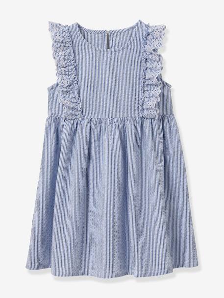 Robe seersucker fille rayé bleu 1 - vertbaudet enfant 