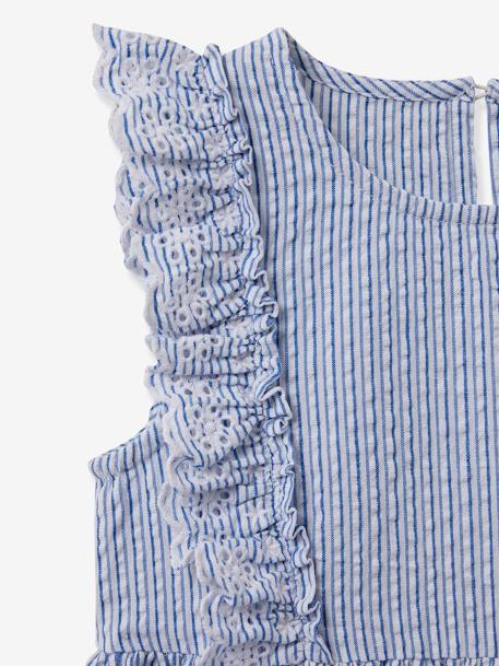 Robe seersucker fille rayé bleu 2 - vertbaudet enfant 