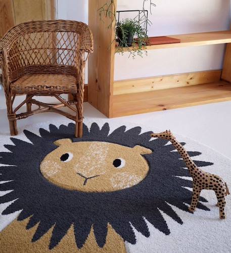 Tapis enfant Jaggo en polypropylène tissé machine écru / ocre rond Ø120 - Nattiot BEIGE 2 - vertbaudet enfant 