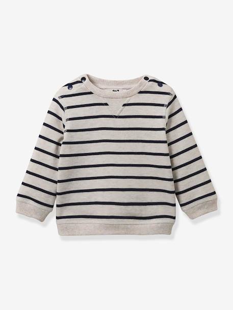 Bébé-Pull, gilet, sweat-Gilet-Sweat rayé en coton bio CYRILLUS