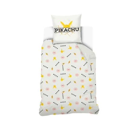 POKEMON - Housse De Couette Pokémon Pikachu High Voltage 140x200 cm + Taie D'oreiller Pikachu 63x63 cm - Blanc - 100% Coton BLANC 2 - vertbaudet enfant 